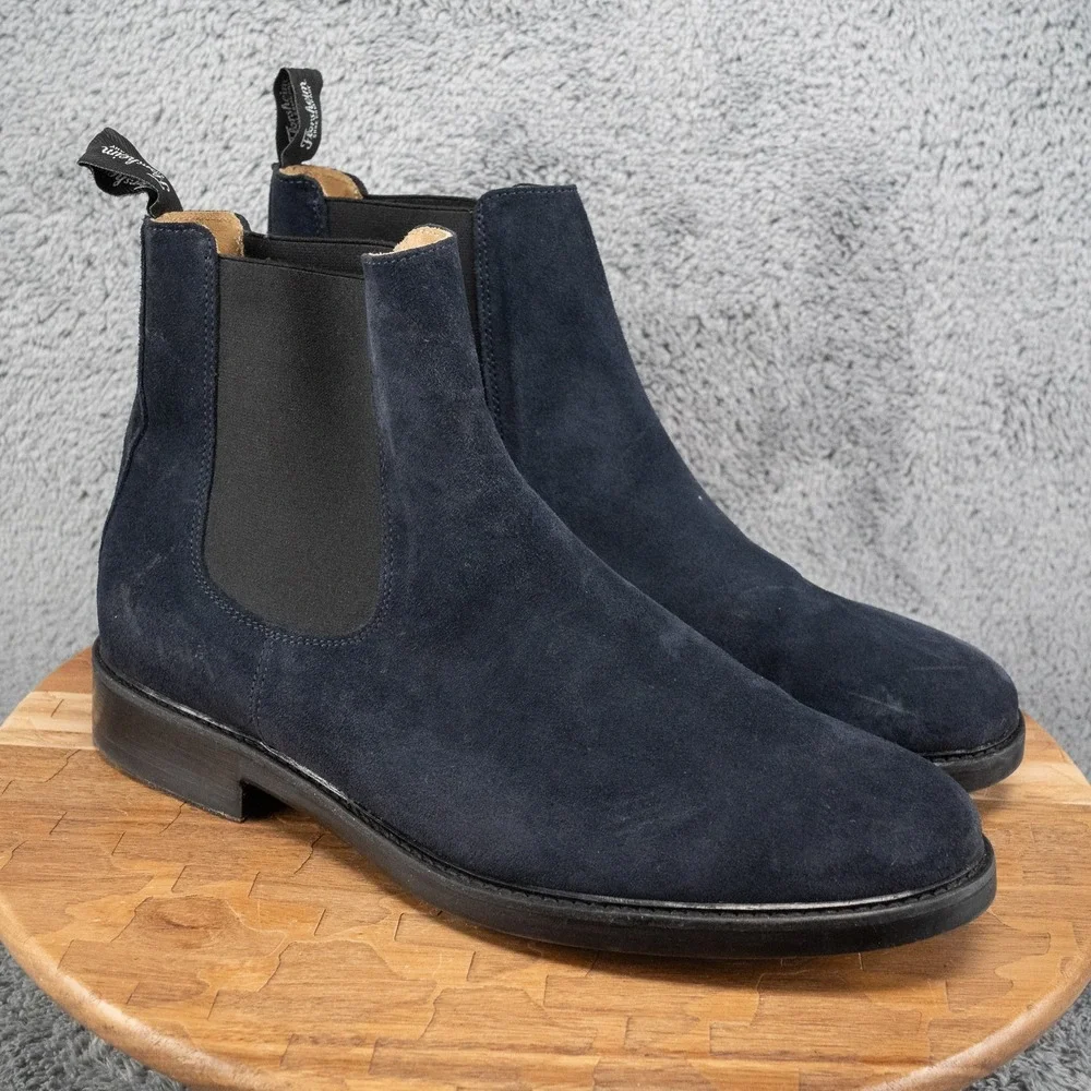 Florsheim Plain Toe Gore Chelsea Boot Size 12 Blue Leather Suede